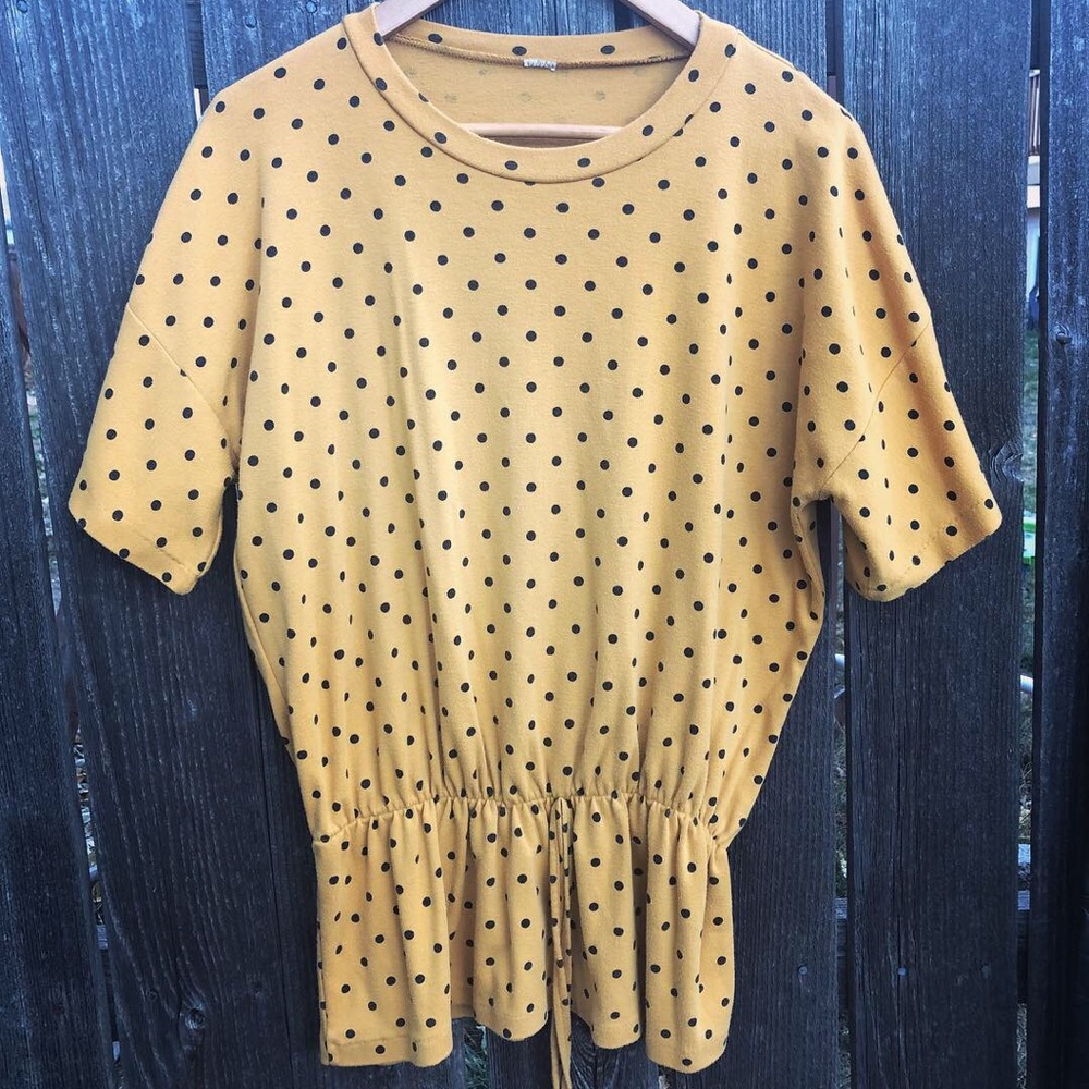 Vintage Yellow Polkadot Top